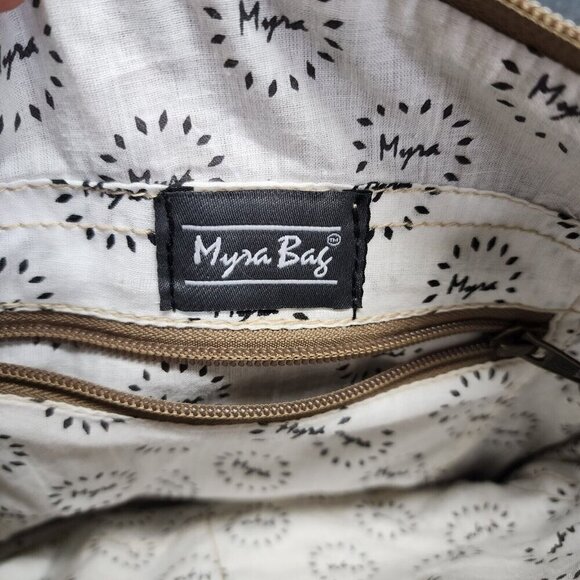Myra Bag Contentment Small Crossbody Bag Upcycled Canvas Leather & Rug Western - Picture 12 of 14